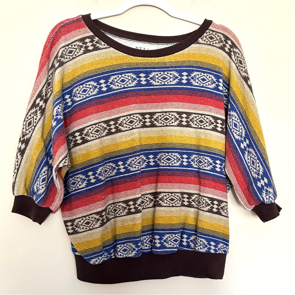 Billabong Women’s Striped Aztec Crewneck Sweater